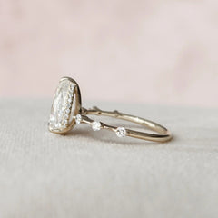 Pear Cut Hidden Halo 2.0CT Lab-Grown Diamond Engagement Ring Pave Band