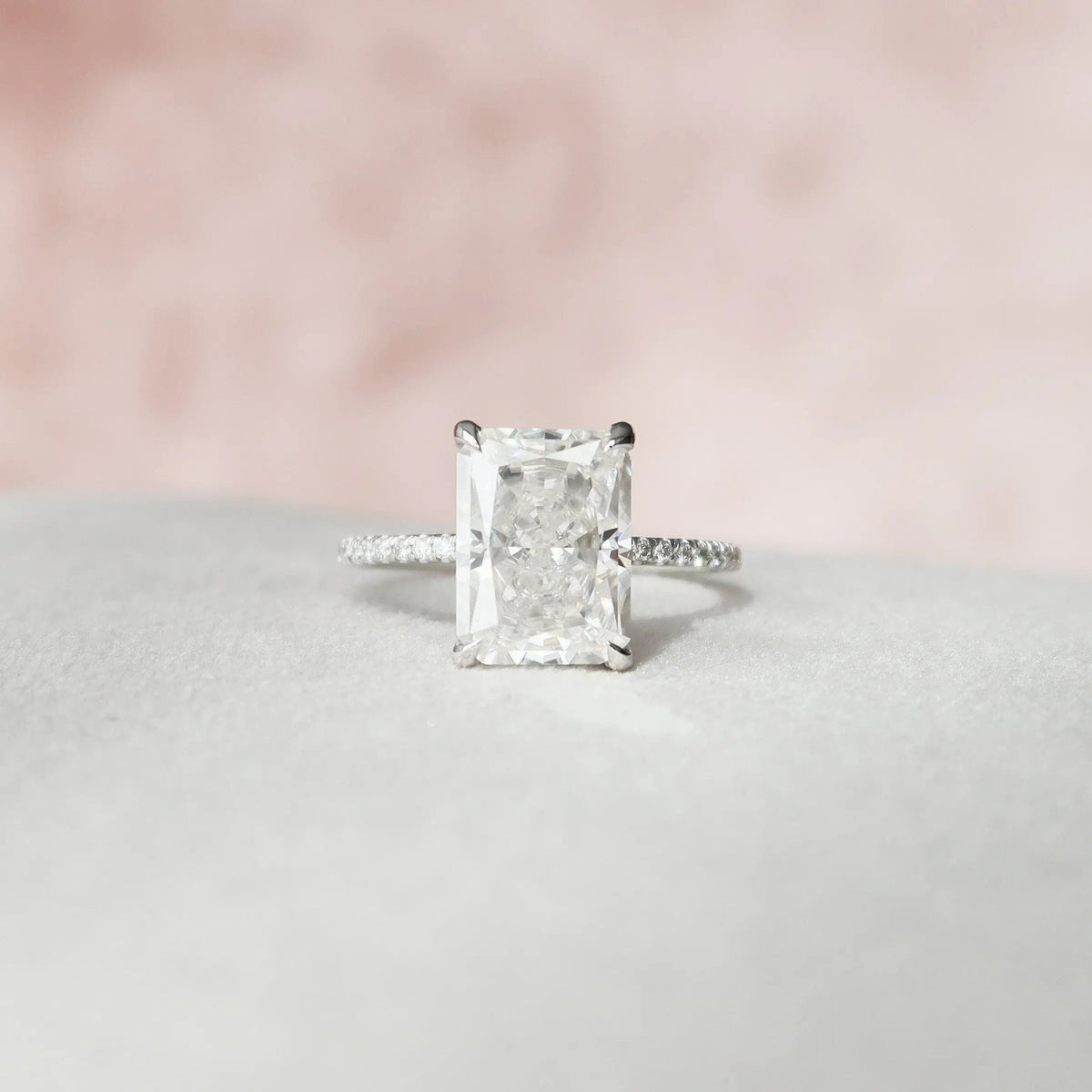 Radiant Cut Pave 4.50СT Lab-Grown Diamond Hidden Halo Engagement Ring