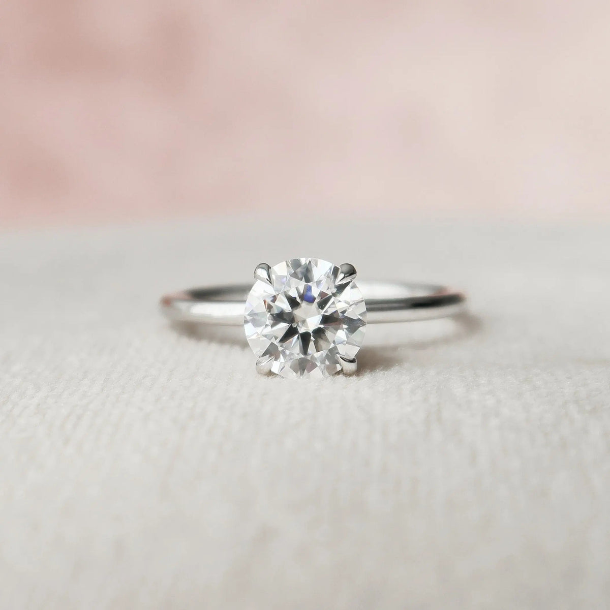 Round Cut Solitaire Unique 1.0CT Lab-Grown Hidden Halo Engagement Ring