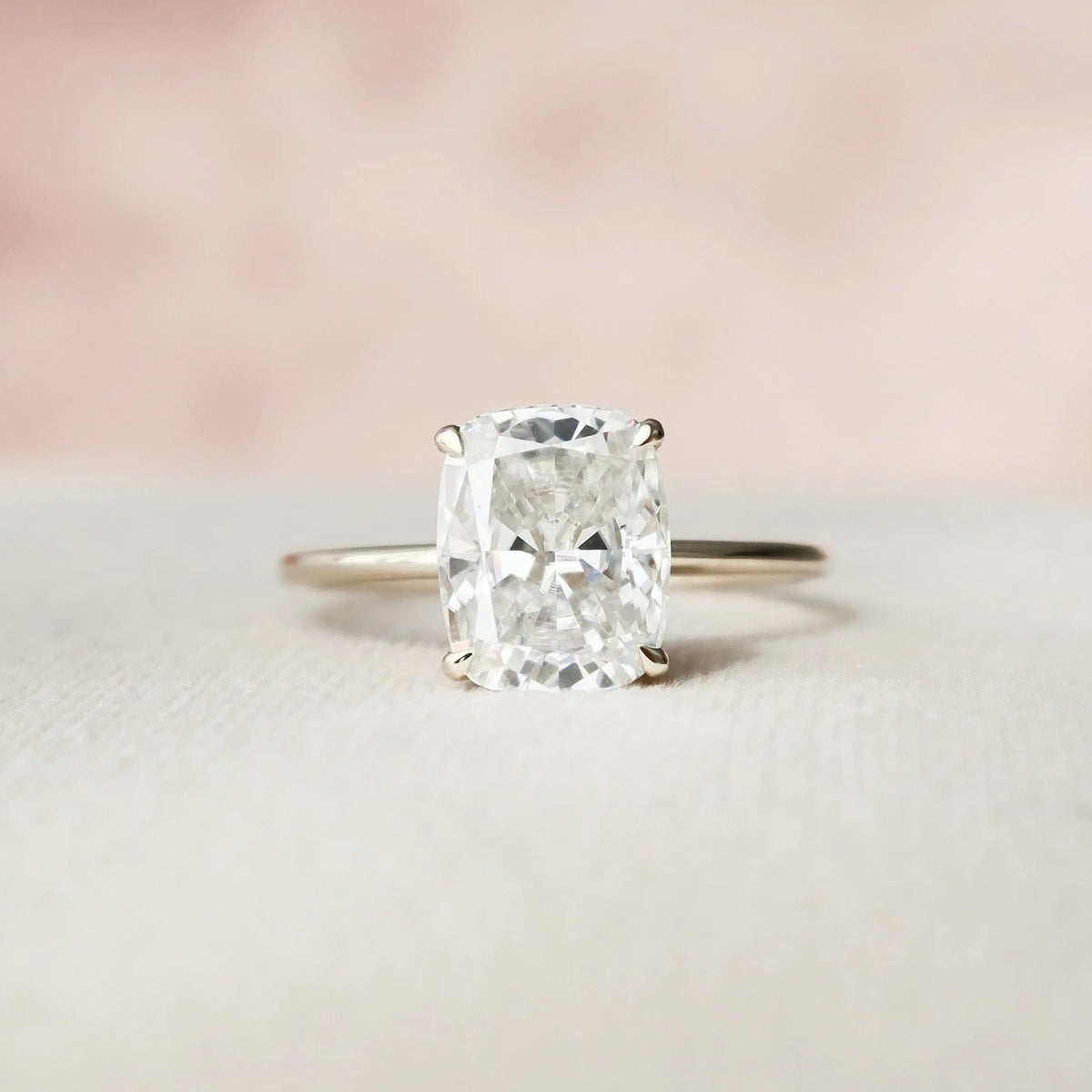 Elongated Cushion Hidden Halo 4.00CT Lab-Grown Diamond Engagement Ring