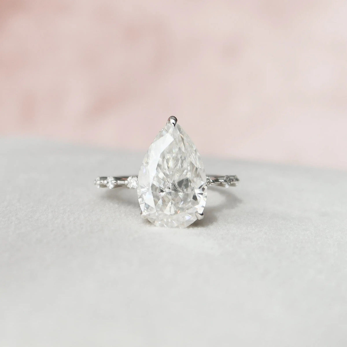 Pear Cut Solitaire 3.5CT Hidden Halo Lab-Grown Diamond Engagement Ring