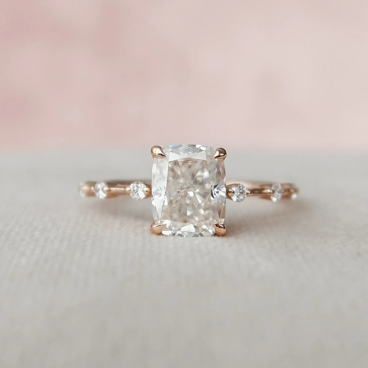 Elongated Cushion Cut 2.0CT Lab-Grown Diamond Pave Engagement Ring