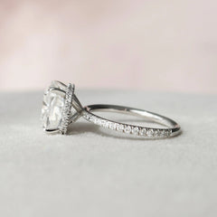 4.50CT Cushion Cut Hidden Halo Moissanite Pave Engagement Ring