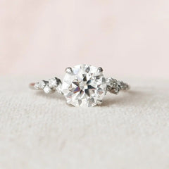Round Brilliant Cut 2.0CT Lab-Grown Diamond Cluster Engagement Ring