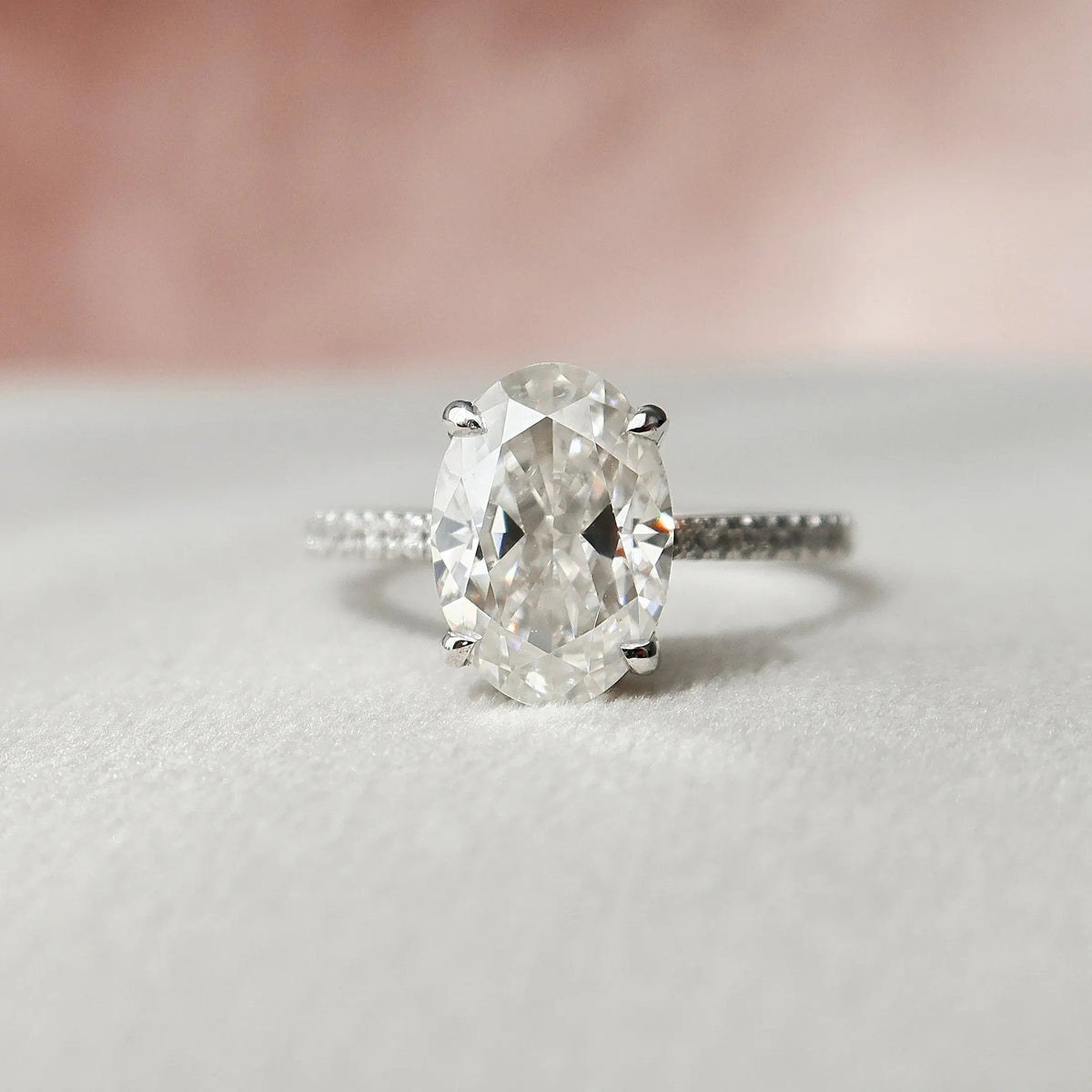 Oval Cut Hidden Halo 3.0CT Cathedral Lab-Grown Diamond Engagement Ring