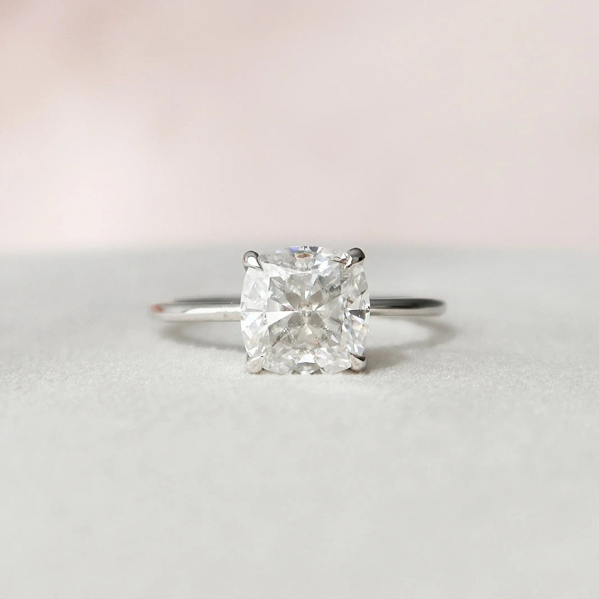 Cushion Solitaire 3.0CT Lab-Grown Hidden Halo Diamond Engagement Ring