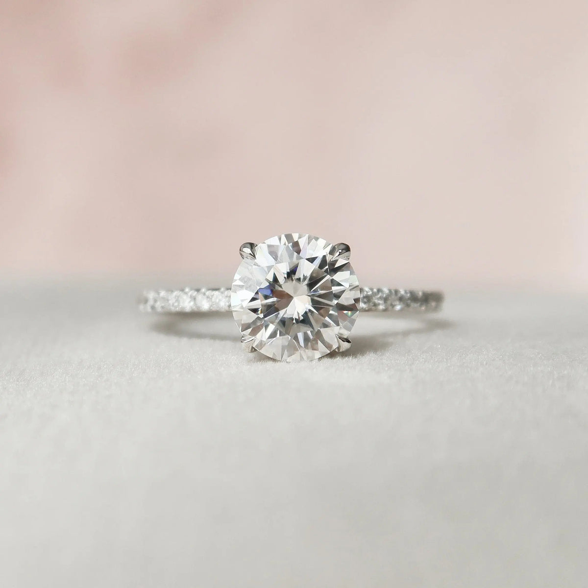Round Cut Hidden Halo 1.50CT Lab-Grown Diamond Pave Engagement Ring