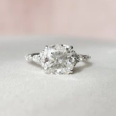 Cushion Cluster 3.50CT Lab-Grown Side Marquise Diamond Engagement Ring