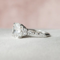 Cushion Cluster 3.50CT Lab-Grown Side Marquise Diamond Engagement Ring