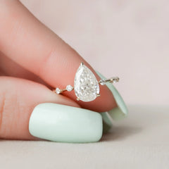 Pear Cut Hidden Halo 2.0CT Lab-Grown Diamond Engagement Ring Pave Band