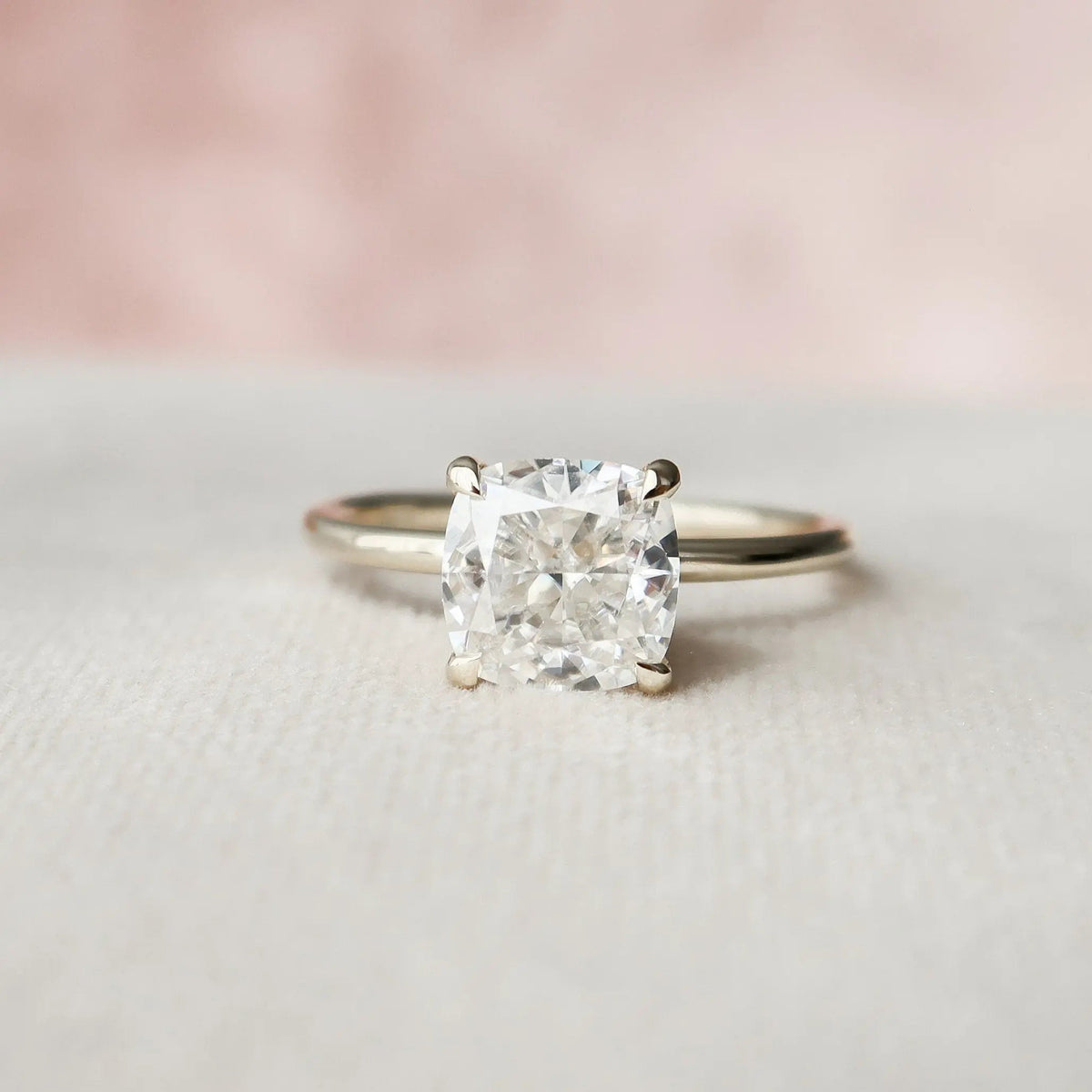 2.0CT Cushion Cut Hidden Halo Moissanite Engagement Ring