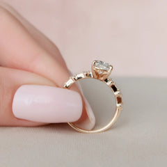 Elongated Cushion Cut 2.0CT Lab-Grown Diamond Pave Engagement Ring