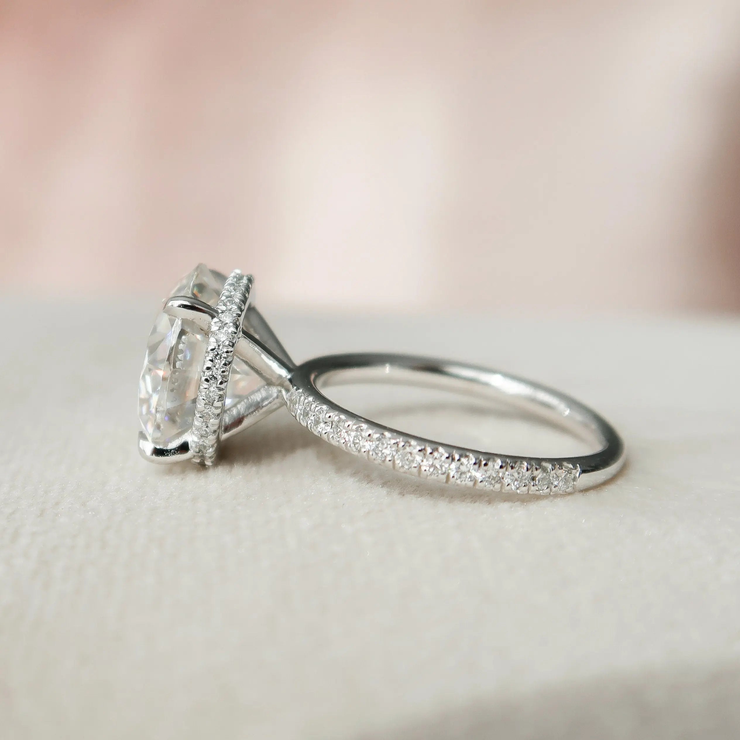 4.50CT Round Cut Hidden Halo Moissanite Engagement Ring