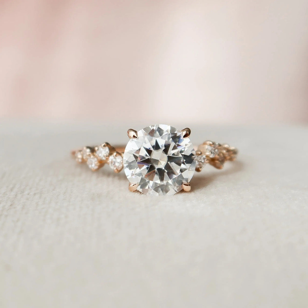 Round Brilliant Cut 2.0CT Lab-Grown Diamond Cluster Engagement Ring