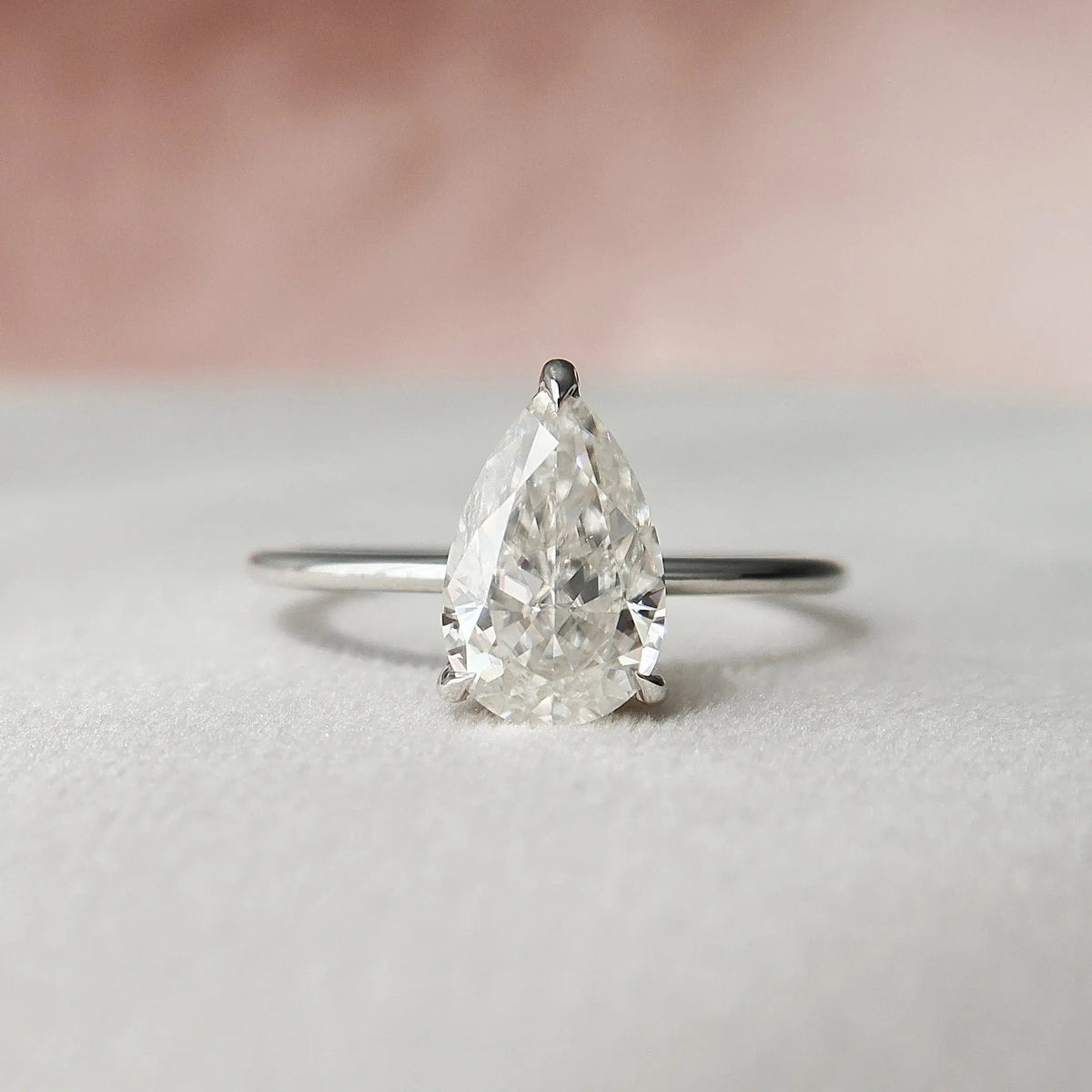 Pear Cut Hidden Halo 2.0CT Lab-Grown Diamond Solitaire Engagement Ring