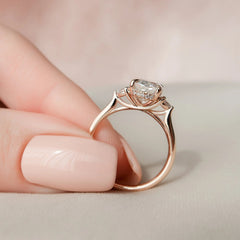 Oval Cut Three Stone 2.0CT Lab-Grown Diamond Engagement Solid Gold Ring