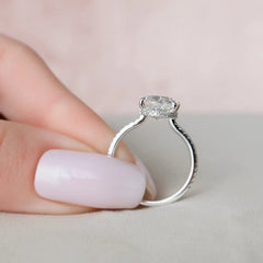 Oval Cut Hidden Halo 3.50CT Lab Create Diamond Engagement Ring