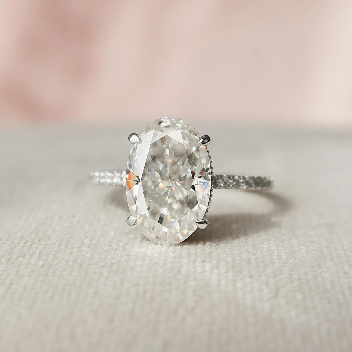 Oval Cut Hidden Halo 3.50CT Lab Create Diamond Engagement Ring
