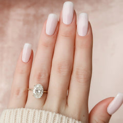 3.50CT Elongated Oval Cut Hidden Halo Moissanite Solitaire Engagement Ring