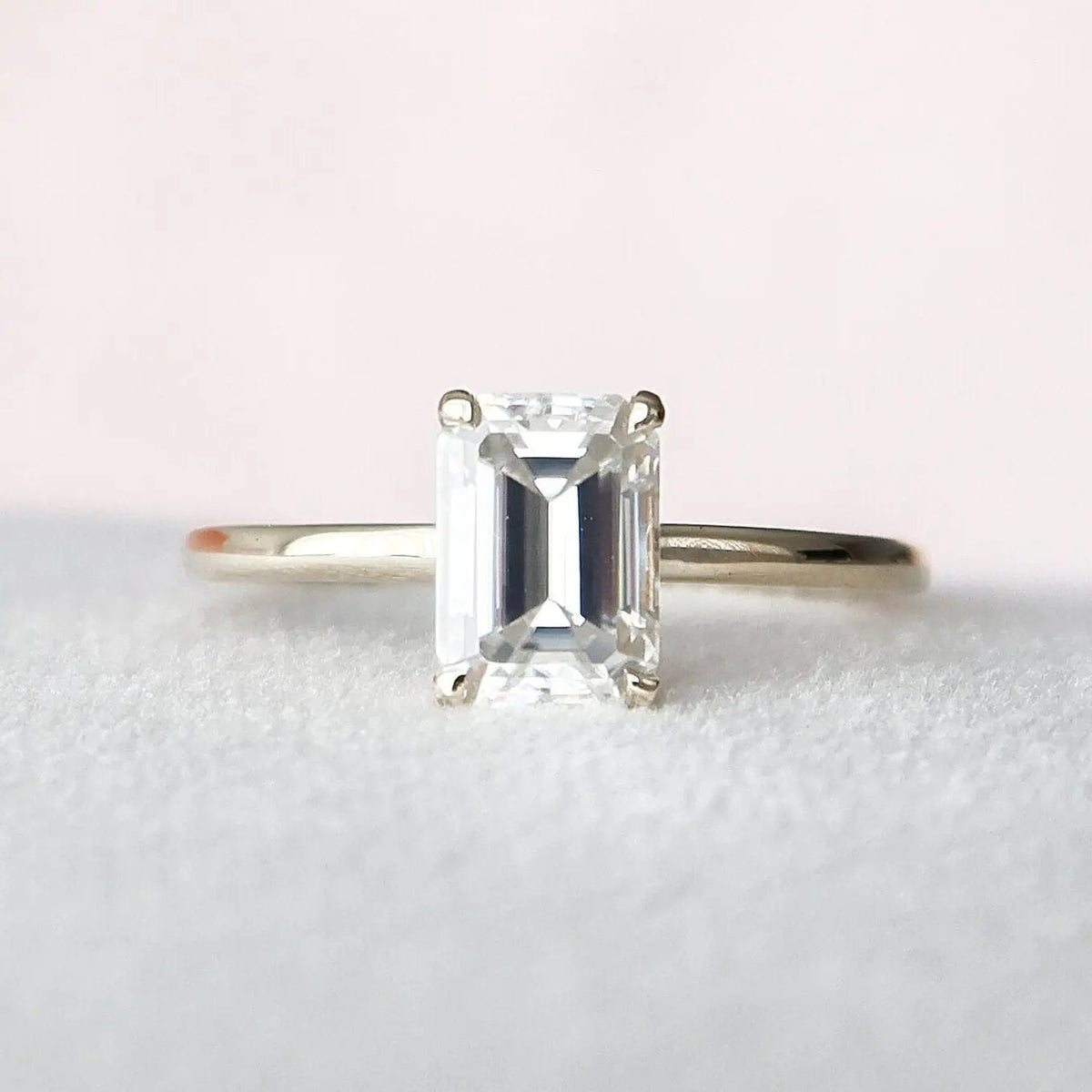 Emerald Cut Solitaire 1.50CT Lab-Grown Hidden Diamond Engagement Ring
