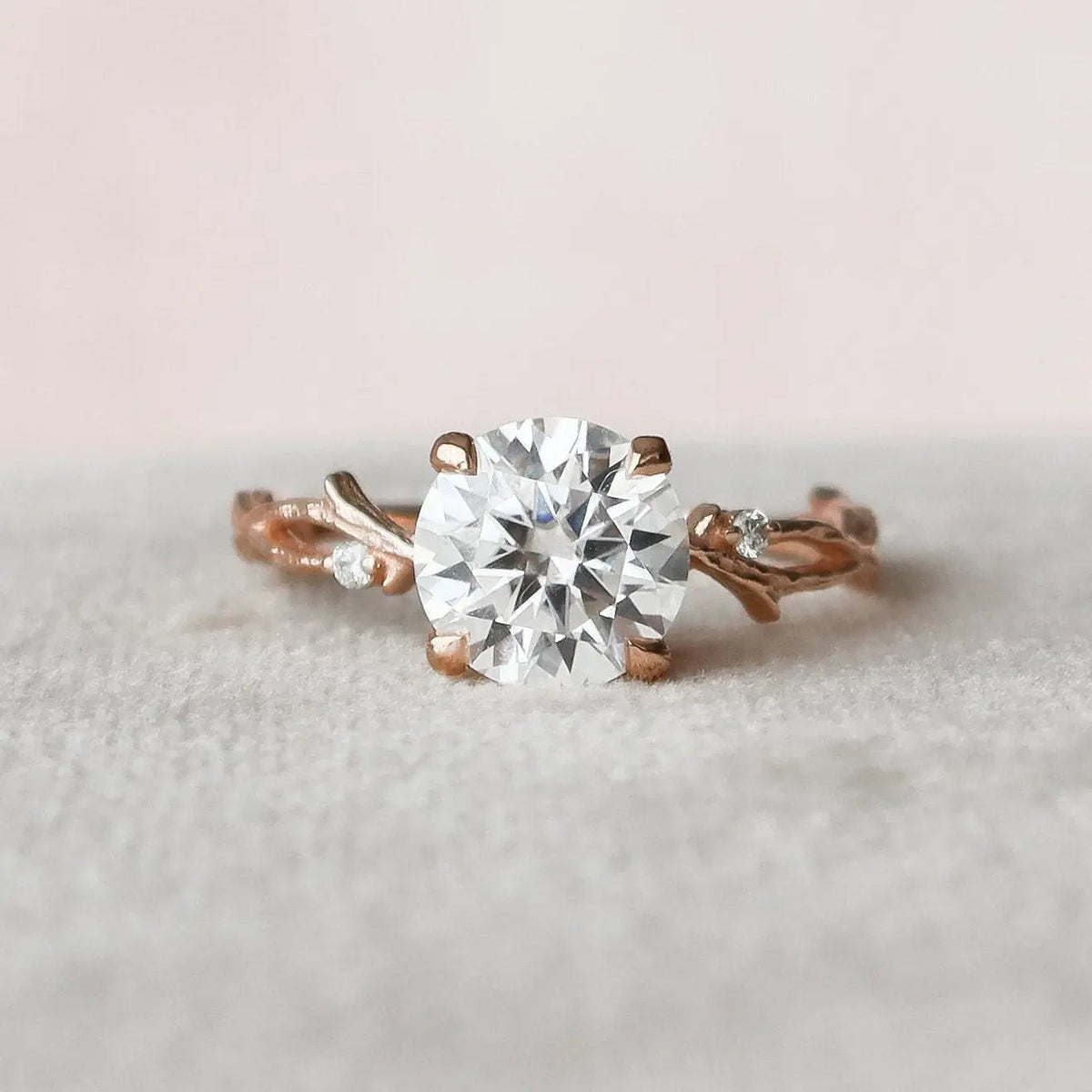 Round Cut 2.0CT Twisted Nature Inspired Lab-Grown Engagement Ring