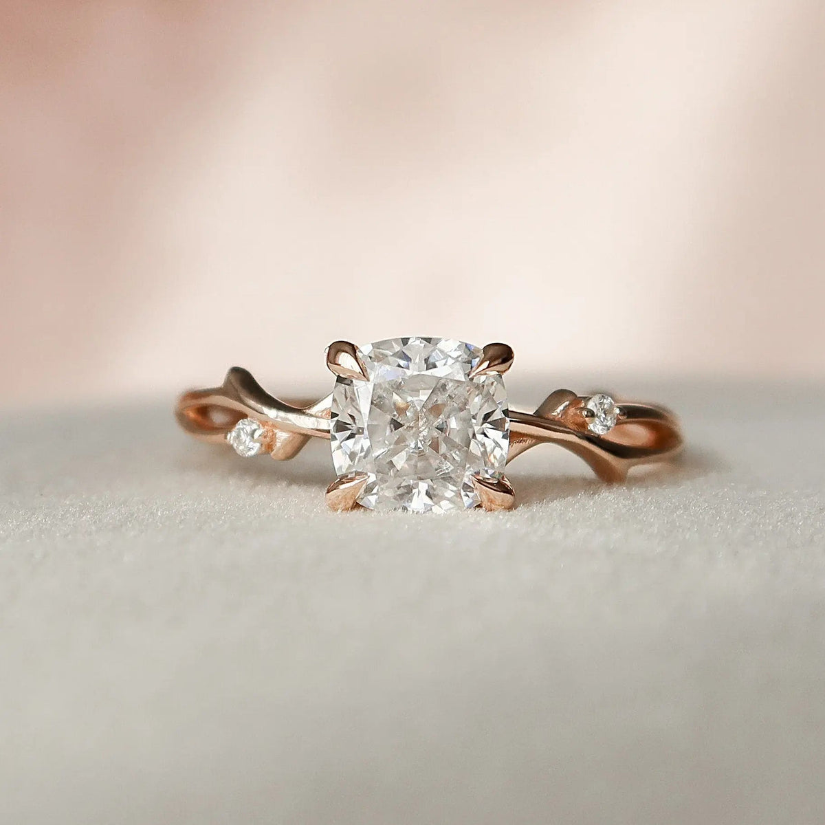 Cushion Cut Branch Nature Inspired 1.50CT Lab-Grown Engagement Ring