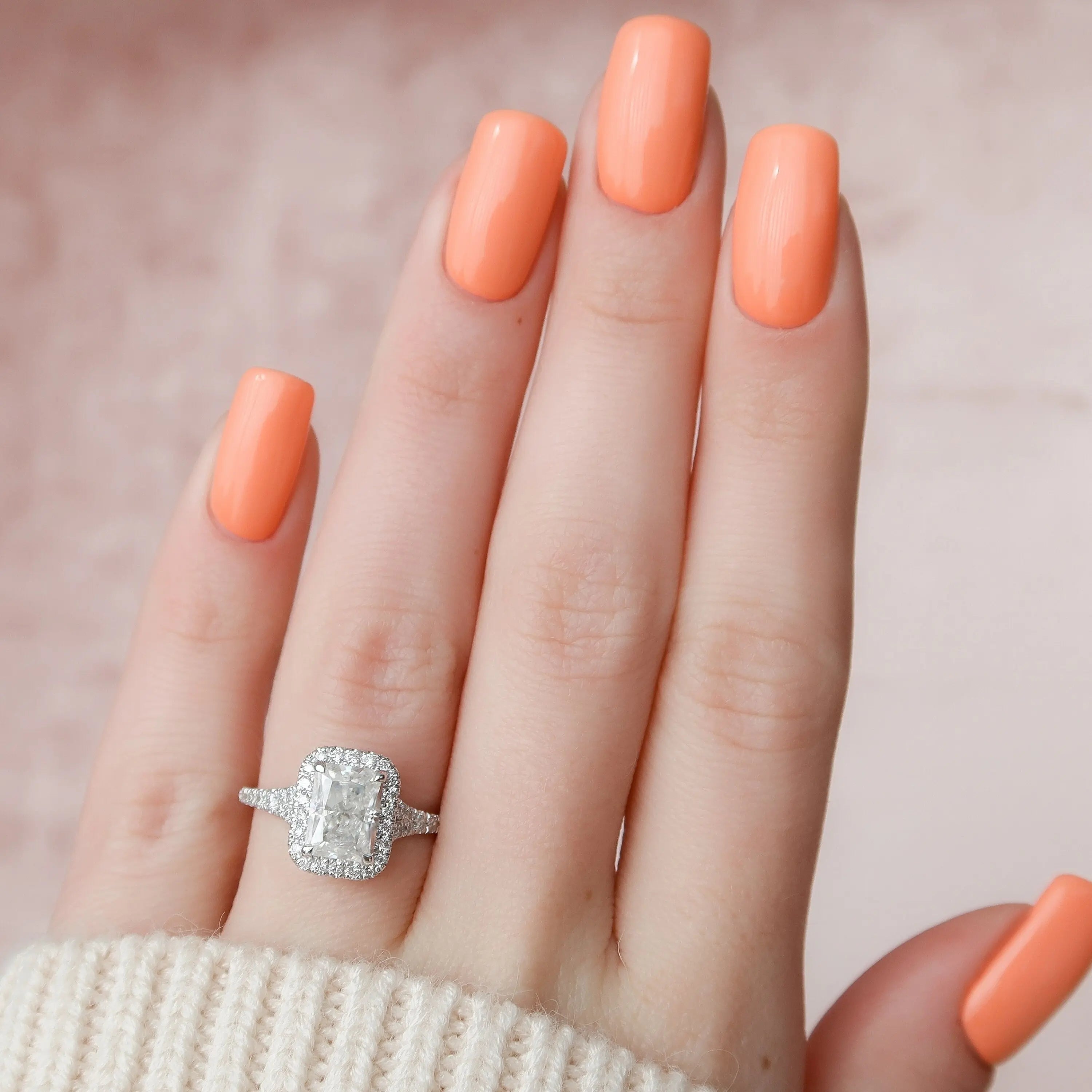 3.50CT Radiant Cut Halo Moissanite Diamond Split Shank Engagement Ring