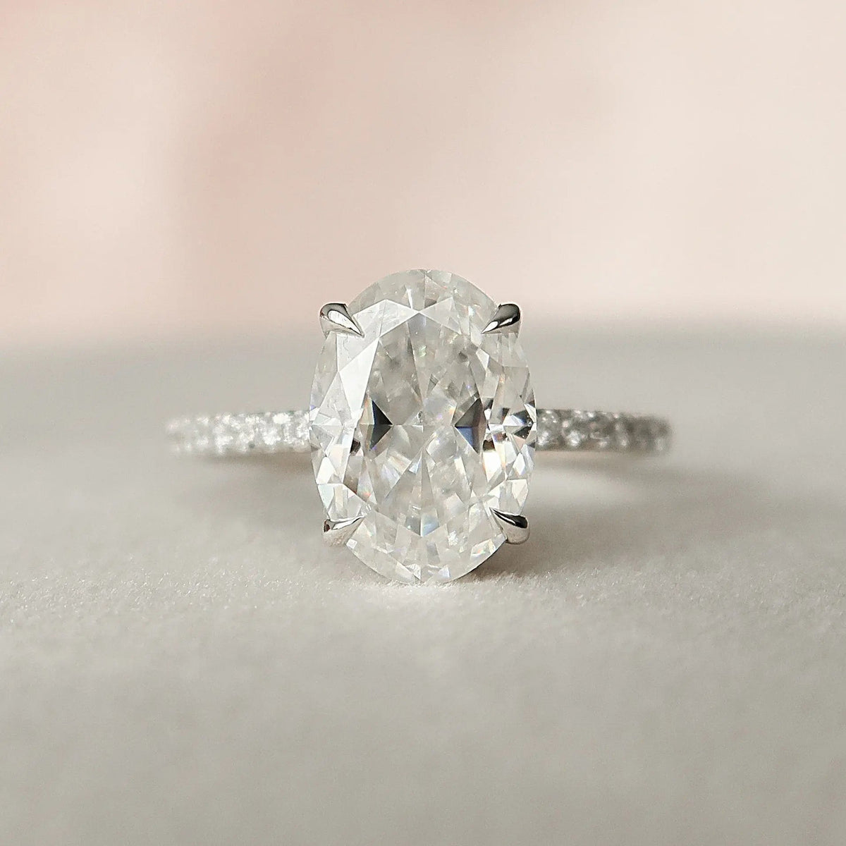 Oval Cut Hidden Halo 2.50CT Lab-Grown Diamond Pave Engagement Ring