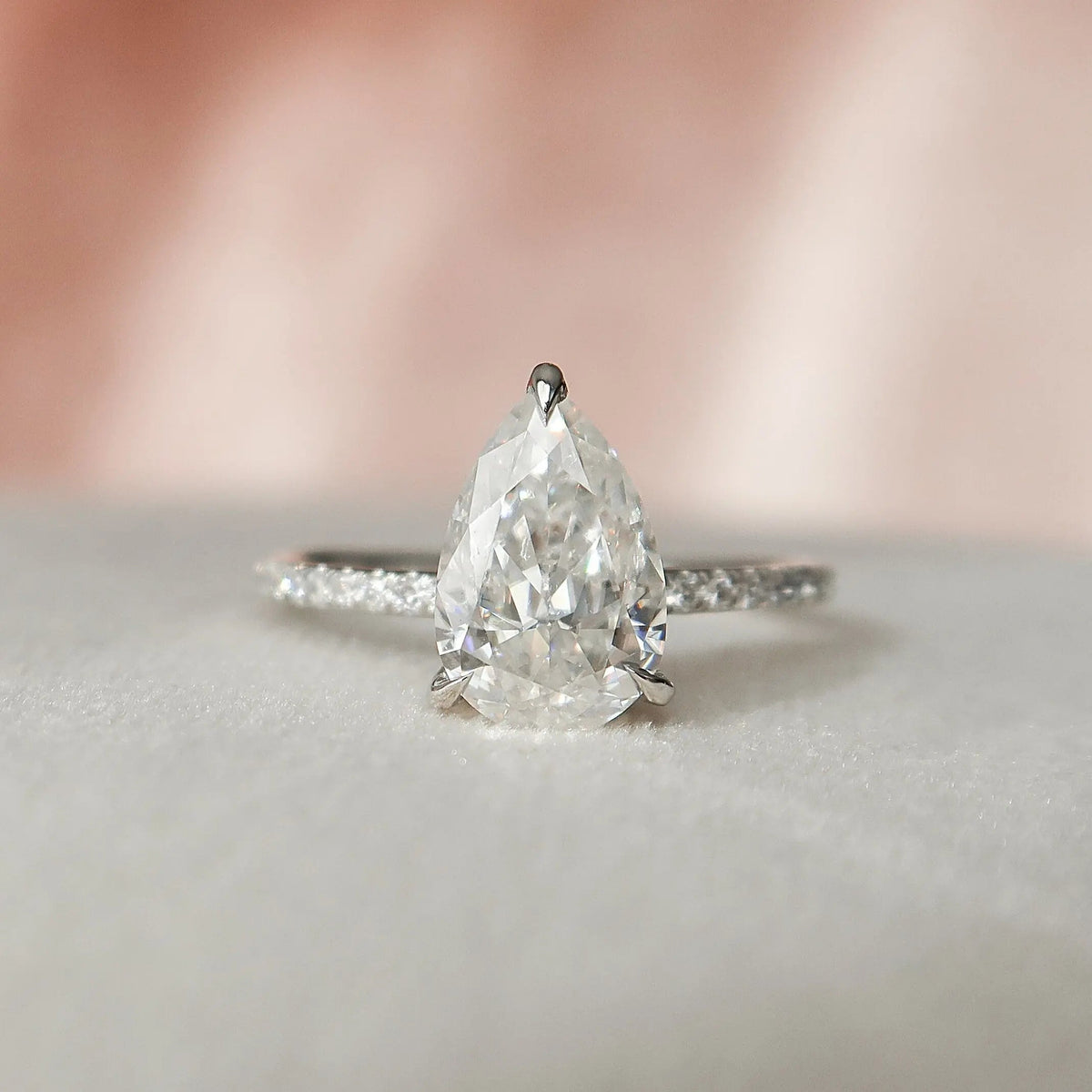 Pear Cut Pave 1.50CT Hidden Halo Lab-Grown Diamond Engagement Ring