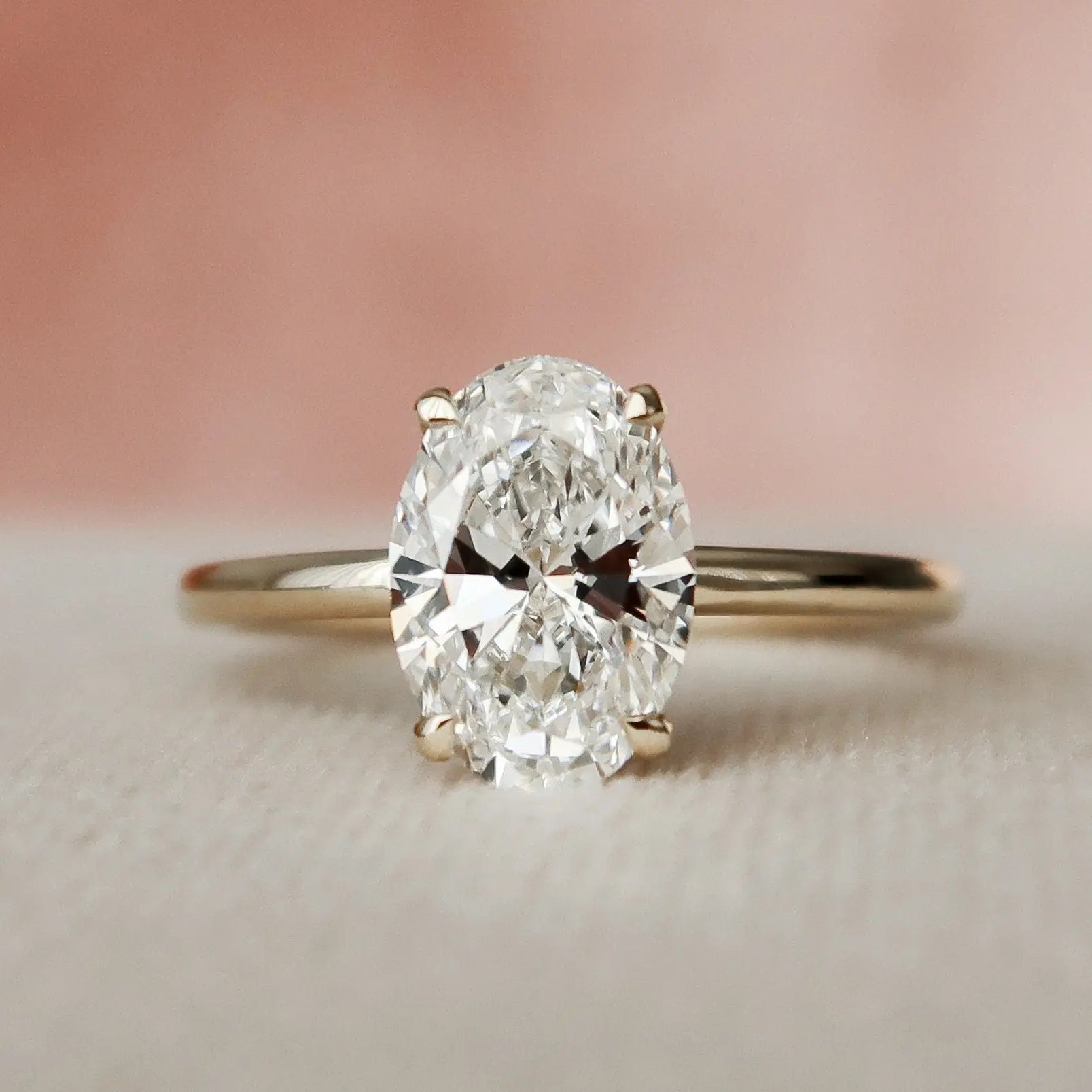 1.50CT Oval Cut Four Prong Lab-Grown Halo Engagement Ring