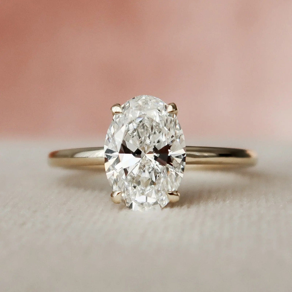 Oval Cut Solitaire 1.5CT Lab-Grown Diamond Hidden Halo Engagement Ring