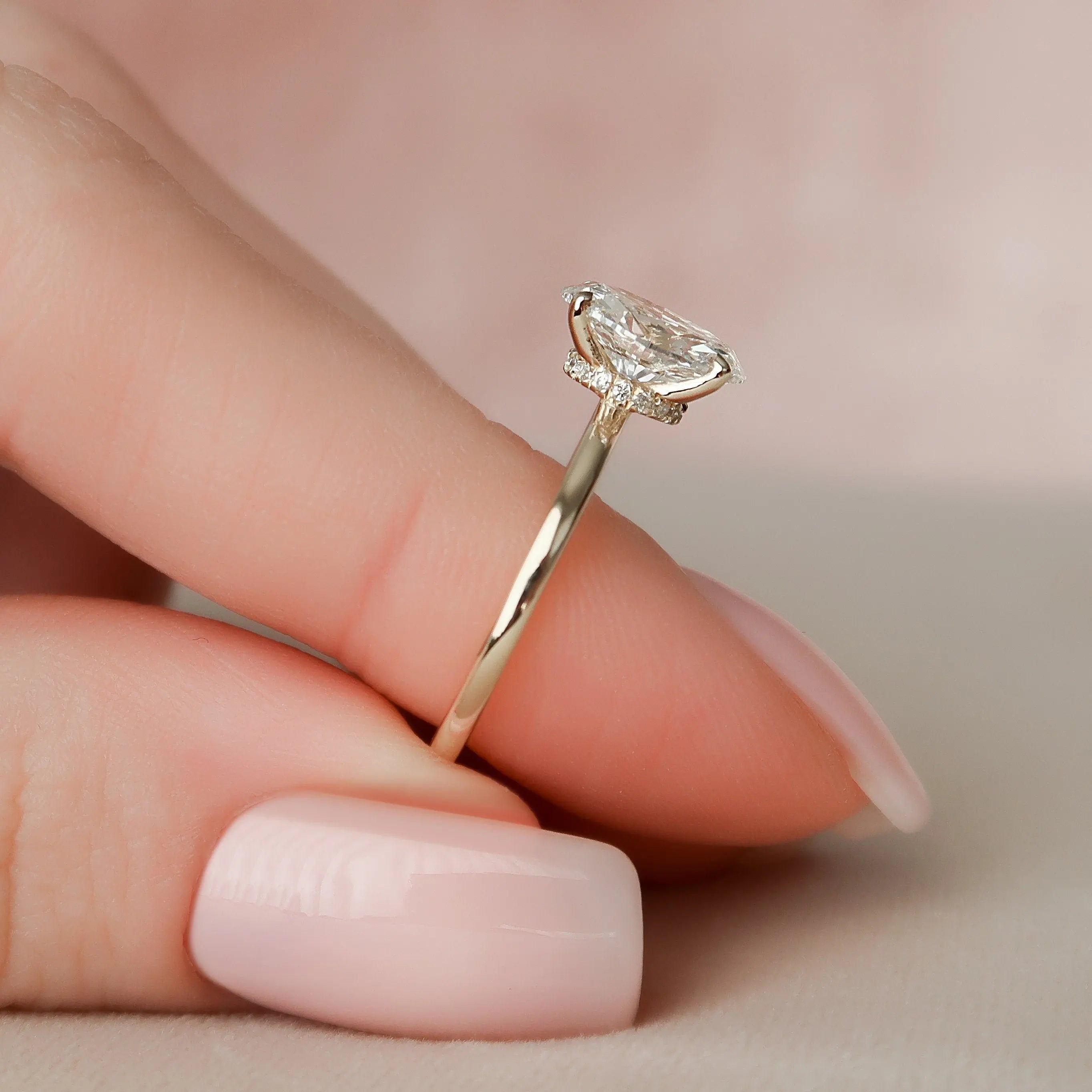 1.50CT Oval Cut Four Prong Lab-Grown Halo Engagement Ring