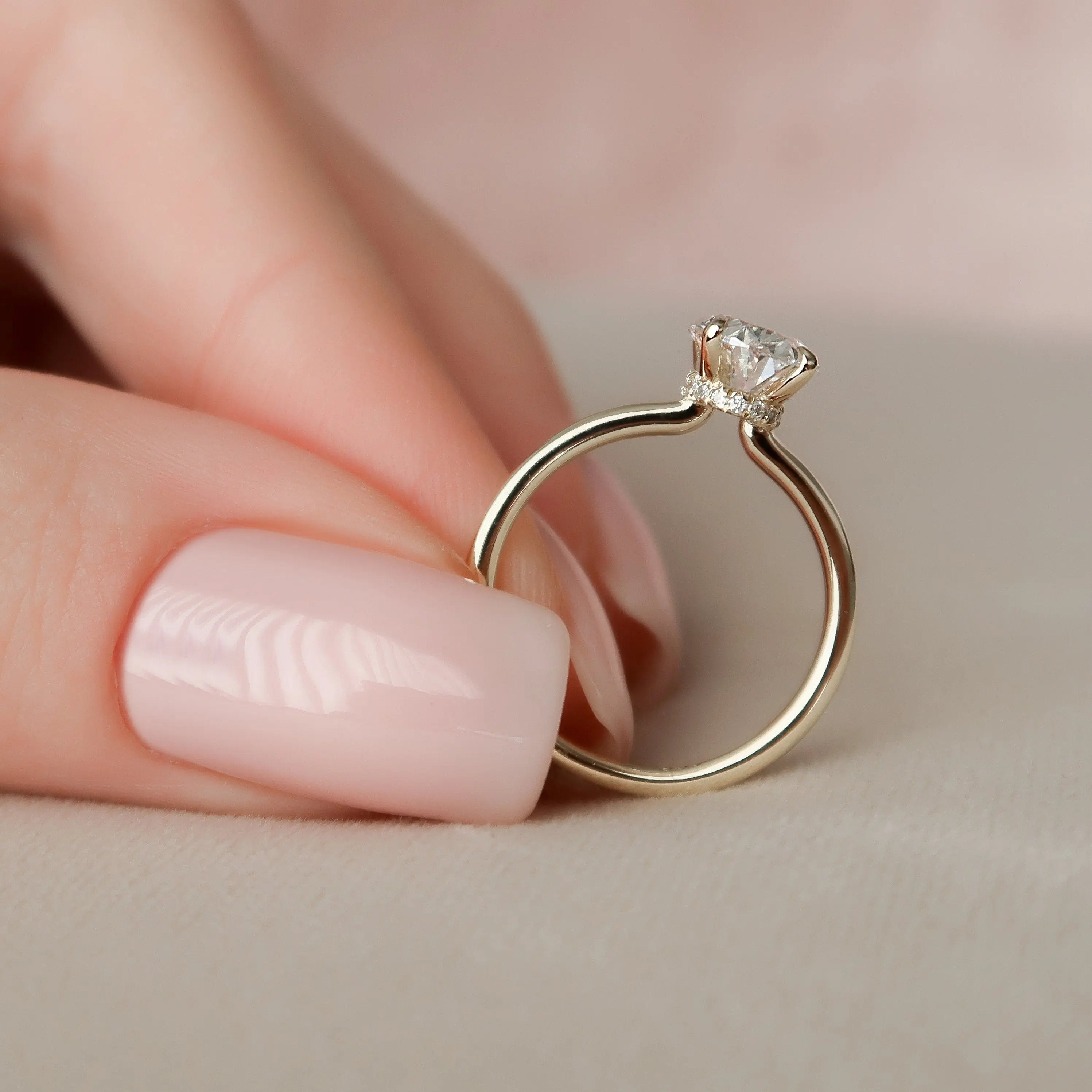 1.50CT Oval Cut Four Prong Lab-Grown Halo Engagement Ring