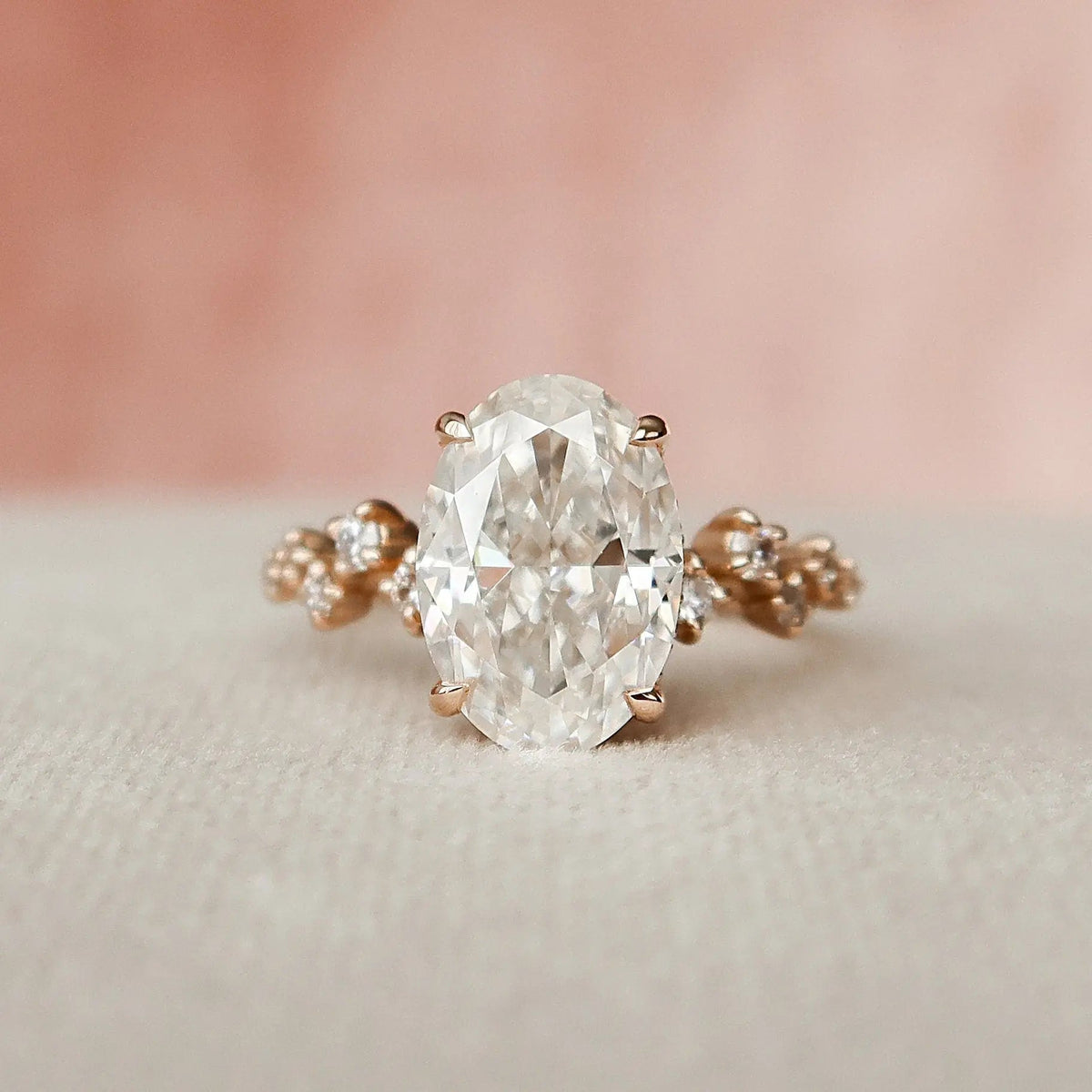 Oval Cut Cluster 3.0CT Lab-Grown Diamond Hidden Halo Engagement Ring