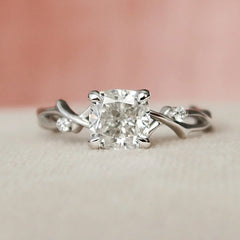 Cushion Cut Twig Branch Nature Inspired 1.0CT Twisted Engagement Ring