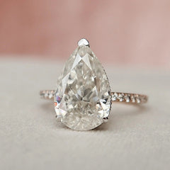 Pear Cut Hidden Halo 3.50CT Pave Lab-Grown Diamond Engagement Ring