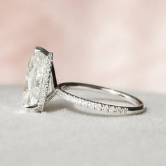 Pear Cut Hidden Halo 3.50CT Pave Lab-Grown Diamond Engagement Ring