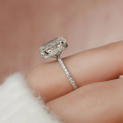 3.0CT Oval Cut Hidden Halo Unique Moissanite Engagement Ring