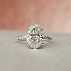 Oval Cut Hidden Halo 3CT Unique Lab-Grown Diamond Pave Engagement Ring