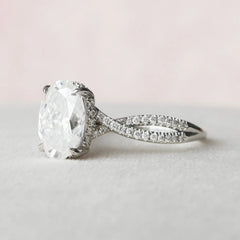 Oval Cut Twisted 3.0CT Lab Grown Diamond Engagement Solid Gold Ring