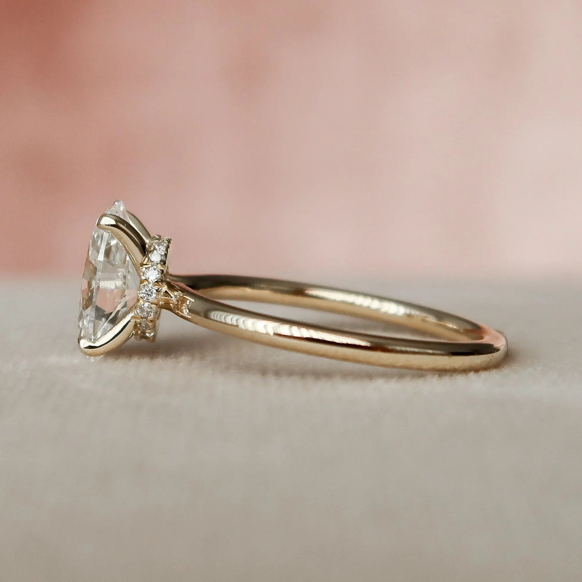 1.50CT Oval Cut Four Prong Lab-Grown Halo Engagement Ring