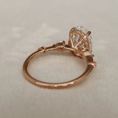 Oval Cut Three Stones 2.0CT Lab-Grown Pave Diamond Engagement Ring