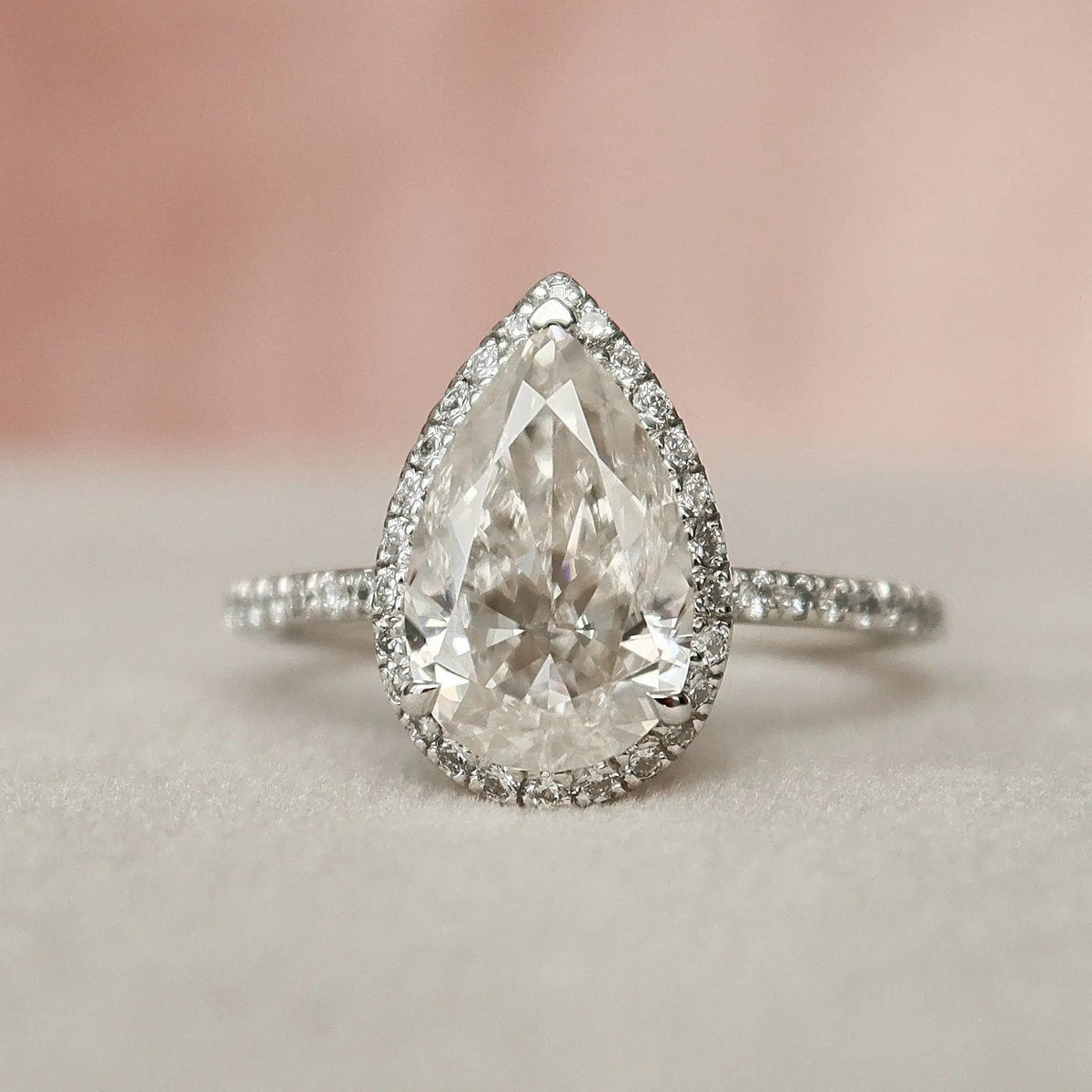 Pear Cut Halo 2.0CT Lab-Grown Diamond Pave Ring Brithday Gift For Her