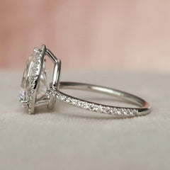 Pear Cut Halo 2.0CT Lab-Grown Diamond Pave Ring Brithday Gift For Her