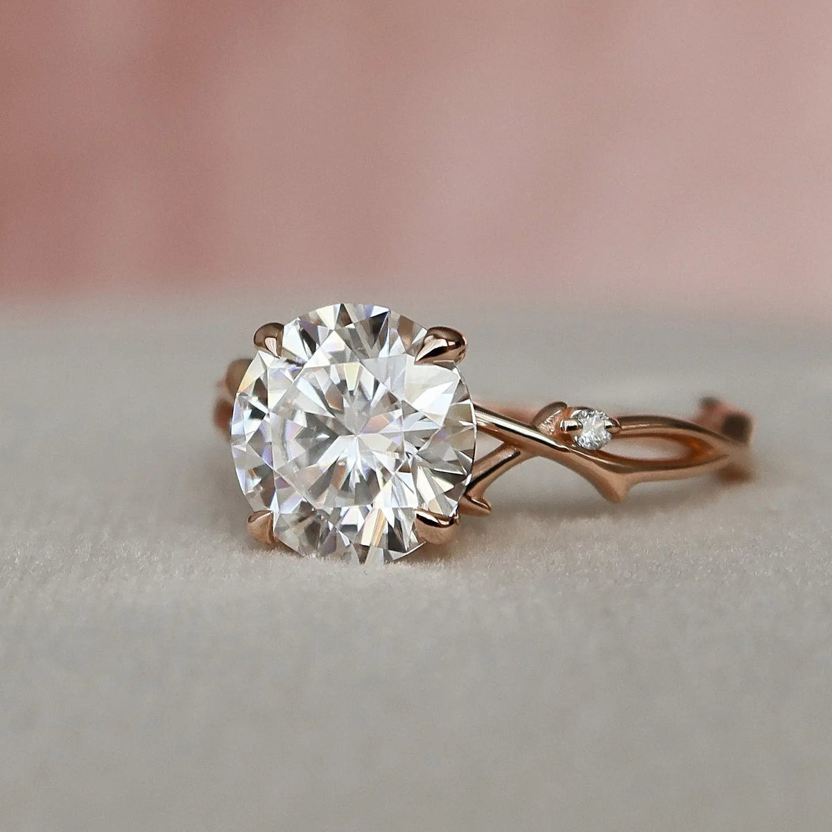 Round Cut Inspired Twig Nature 2.5CT Lab-Grown Diamond Engagement Ring