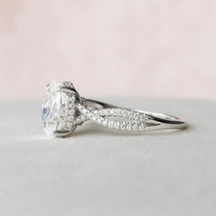 Oval Cut Twisted 3.0CT Lab Grown Diamond Engagement Solid Gold Ring