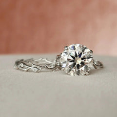 5.0CT Round Cut Moissanite Twig Halo Bridal Engagement Ring Set