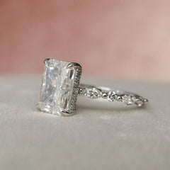 Radiant Cut Hidden Halo 3.5CT Lab-Grown Marquise Pave Engagement Ring