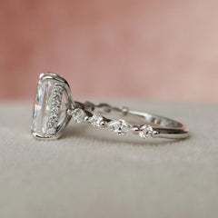 Radiant Cut Hidden Halo 3.5CT Lab-Grown Marquise Pave Engagement Ring