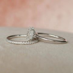 1.50CT Oval Cut Moissanite Solitaire Halo Bridal Engagement Ring Set
